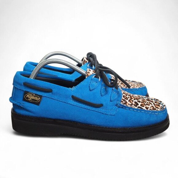 Sperry x Pleasures A/O 3-Eye Blue Suede Leopard Fur Boat Shoes STS24914 Men's 9 - Picture 4 of 11